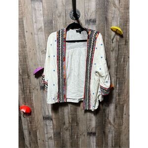 RD & Koko White Embroidered and Beaded Cardigan